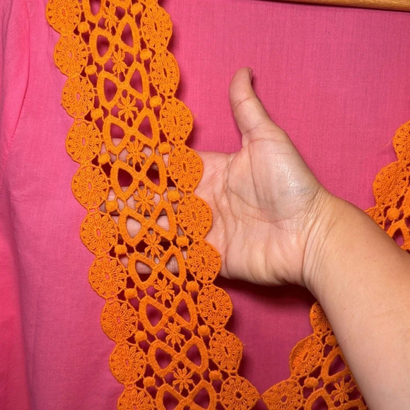 Mud Pie Nora Crochet Tunic Swim Cover Pink & Orange Women’s size Large(12-14) - Picture 7 of 8